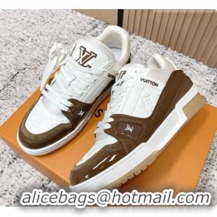 Sophisticated Louis Vuitton Louis Vuitton LV Trainer Sneakers in Leather LV073122 White/Khaki 2026