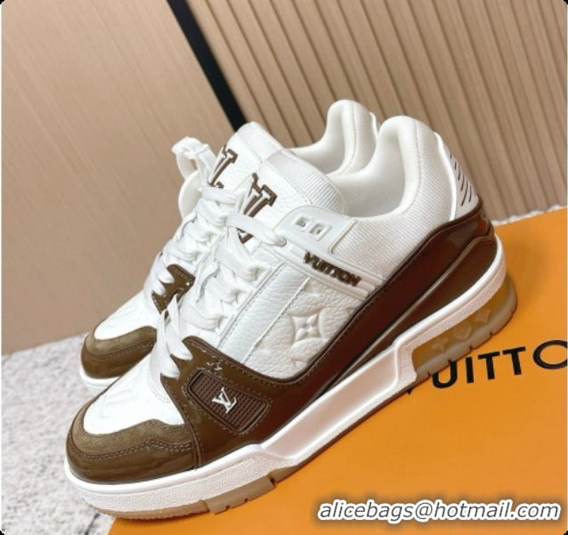 Sophisticated Louis Vuitton Louis Vuitton LV Trainer Sneakers in Leather LV073122 White/Khaki 2026
