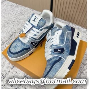 Best Product Louis Vuitton Louis Vuitton LV Trainer Sneakers in Mix of Materials LV073124 Blue 2026