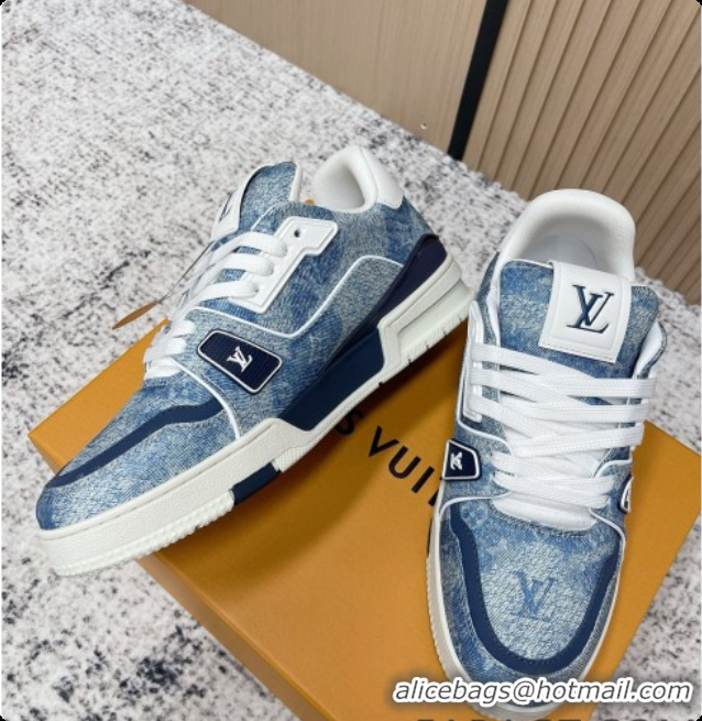 Best Product Louis Vuitton Louis Vuitton LV Trainer Sneakers in Mix of Materials LV073124 Blue 2026