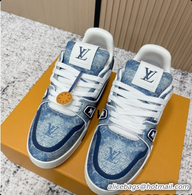 Best Product Louis Vuitton Louis Vuitton LV Trainer Sneakers in Mix of Materials LV073124 Blue 2026