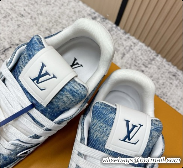 Best Product Louis Vuitton Louis Vuitton LV Trainer Sneakers in Mix of Materials LV073124 Blue 2026