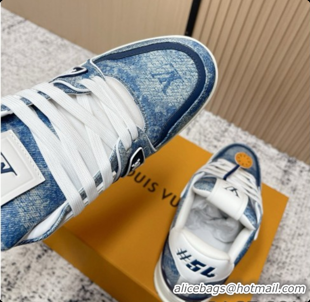 Best Product Louis Vuitton Louis Vuitton LV Trainer Sneakers in Mix of Materials LV073124 Blue 2026