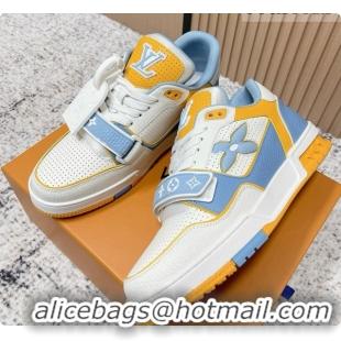 Perfect Louis Vuitton Louis Vuitton LV Trainer Sneakers in Leather LV073126 White/Yellow/Blue 2026