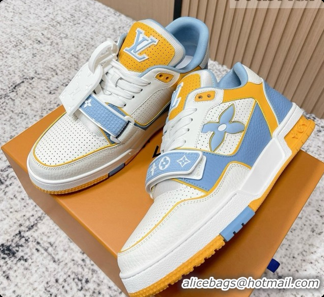 Perfect Louis Vuitton Louis Vuitton LV Trainer Sneakers in Leather LV073126 White/Yellow/Blue 2026