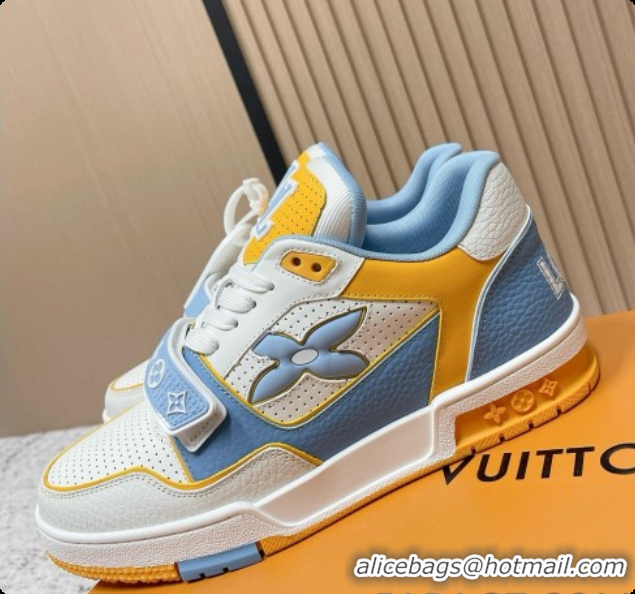 Perfect Louis Vuitton Louis Vuitton LV Trainer Sneakers in Leather LV073126 White/Yellow/Blue 2026