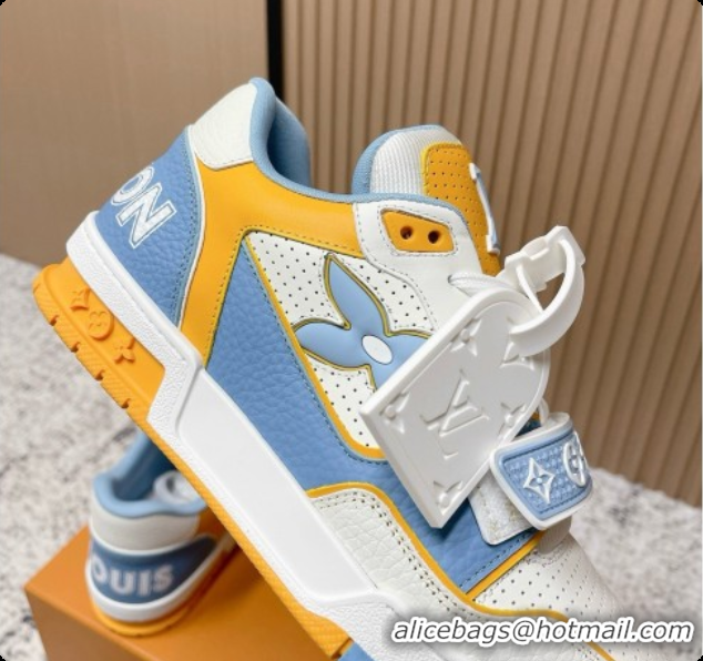 Perfect Louis Vuitton Louis Vuitton LV Trainer Sneakers in Leather LV073126 White/Yellow/Blue 2026