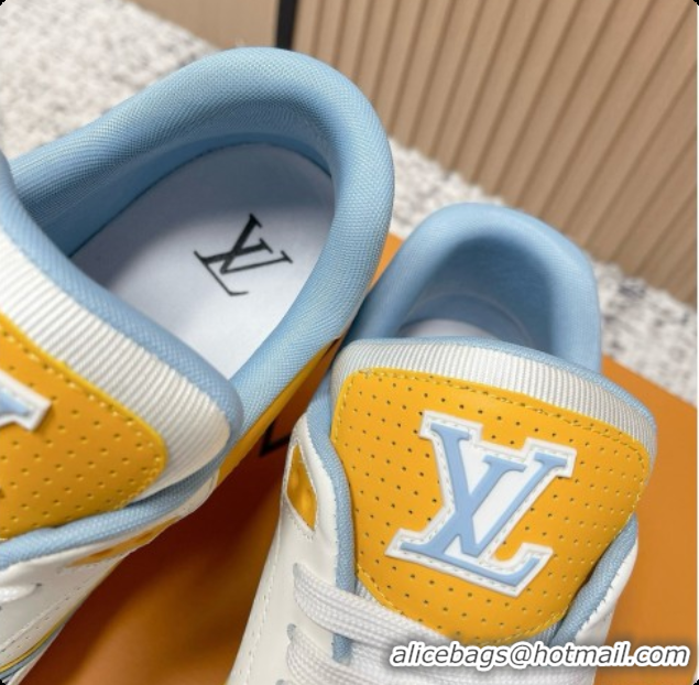 Perfect Louis Vuitton Louis Vuitton LV Trainer Sneakers in Leather LV073126 White/Yellow/Blue 2026