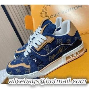 Buy Luxury Louis Vuitton Louis Vuitton LV Trainer Sneakers in Denim LV073128 Blue 2026
