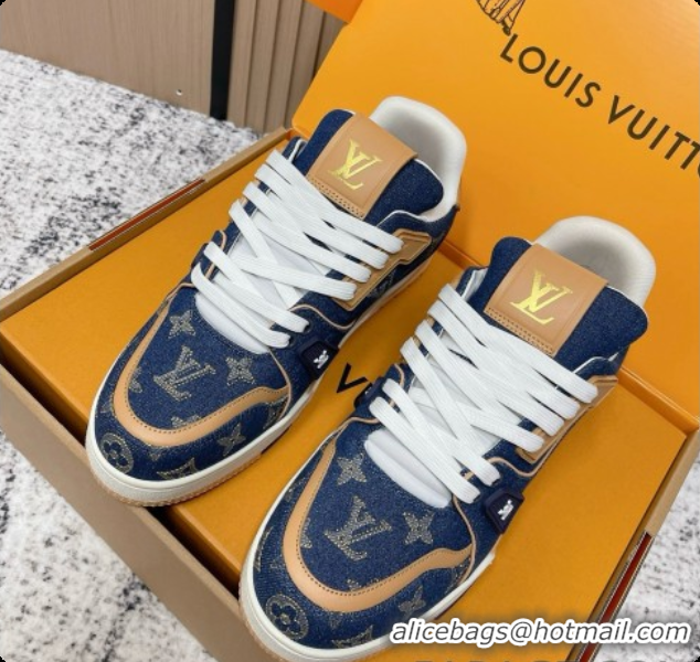 Buy Luxury Louis Vuitton Louis Vuitton LV Trainer Sneakers in Denim LV073128 Blue 2026