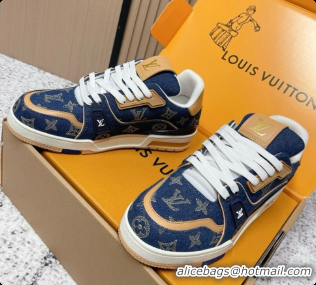 Buy Luxury Louis Vuitton Louis Vuitton LV Trainer Sneakers in Denim LV073128 Blue 2026