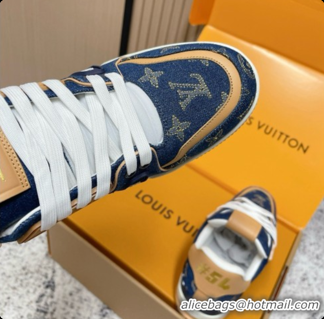 Buy Luxury Louis Vuitton Louis Vuitton LV Trainer Sneakers in Denim LV073128 Blue 2026