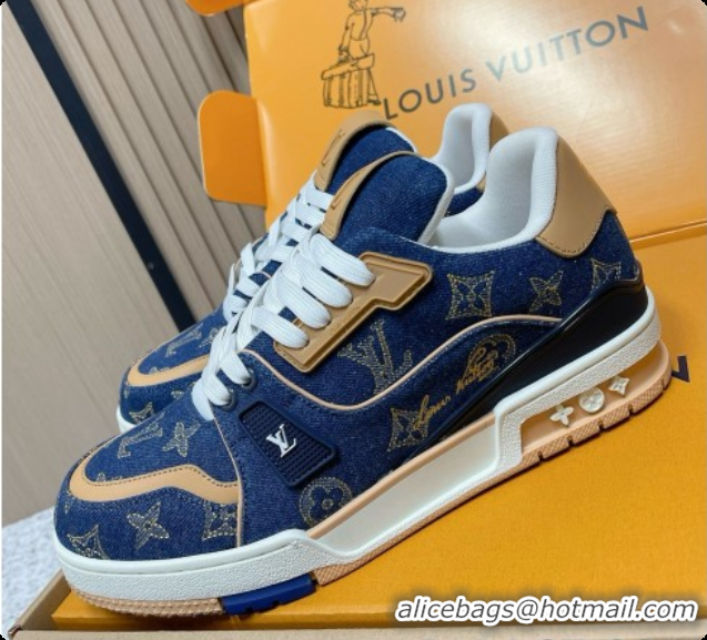 Buy Luxury Louis Vuitton Louis Vuitton LV Trainer Sneakers in Denim LV073128 Blue 2026