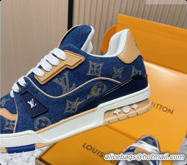 Buy Luxury Louis Vuitton Louis Vuitton LV Trainer Sneakers in Denim LV073128 Blue 2026