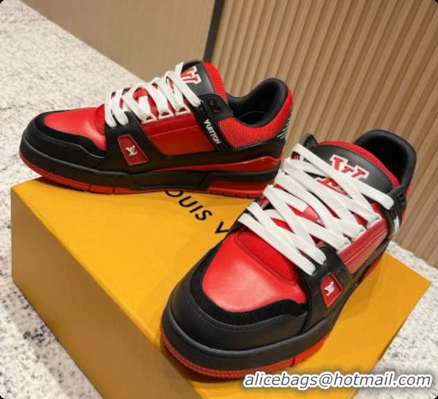 Good Product Louis Vuitton Louis Vuitton LV Trainer Sneakers in Leather LV073129 Black/Red 2026