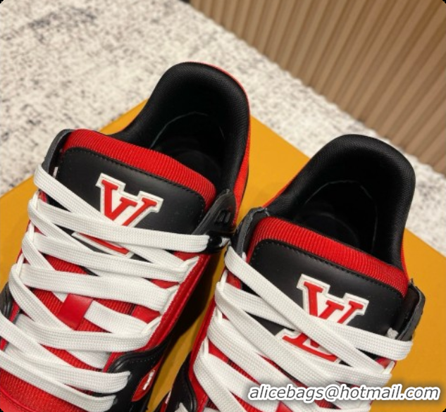 Good Product Louis Vuitton Louis Vuitton LV Trainer Sneakers in Leather LV073129 Black/Red 2026