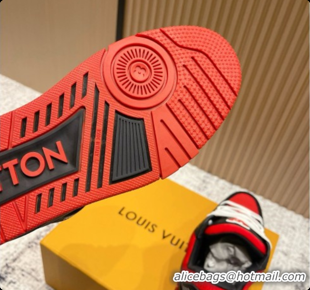 Good Product Louis Vuitton Louis Vuitton LV Trainer Sneakers in Leather LV073129 Black/Red 2026