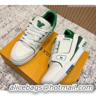 Grade Quality Louis Vuitton Louis Vuitton LV Trainer Sneakers in Leather LV073130 White/Green 2026 
