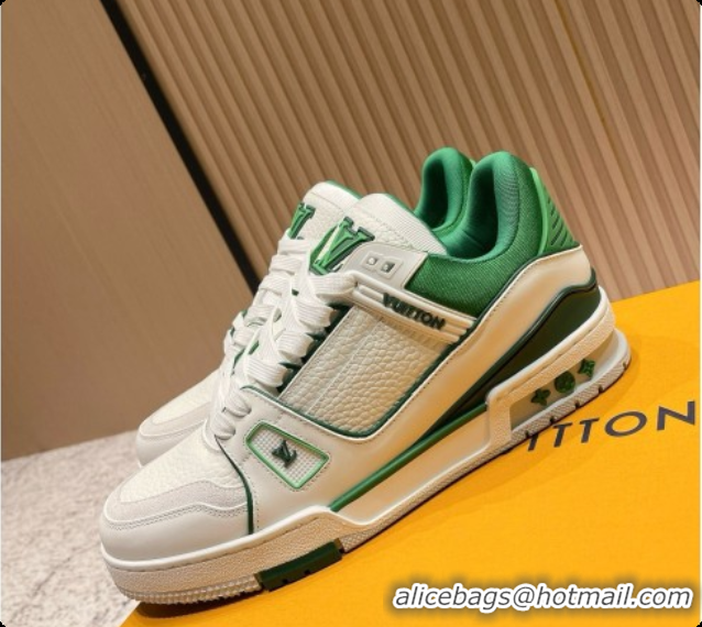 Grade Quality Louis Vuitton Louis Vuitton LV Trainer Sneakers in Leather LV073130 White/Green 2026 