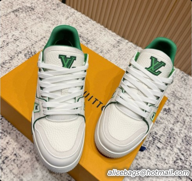 Grade Quality Louis Vuitton Louis Vuitton LV Trainer Sneakers in Leather LV073130 White/Green 2026 