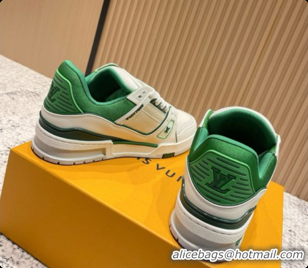 Grade Quality Louis Vuitton Louis Vuitton LV Trainer Sneakers in Leather LV073130 White/Green 2026 