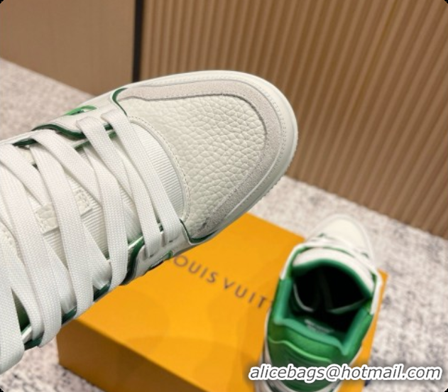 Grade Quality Louis Vuitton Louis Vuitton LV Trainer Sneakers in Leather LV073130 White/Green 2026 