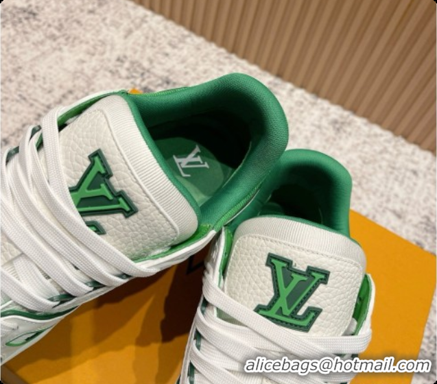 Grade Quality Louis Vuitton Louis Vuitton LV Trainer Sneakers in Leather LV073130 White/Green 2026 