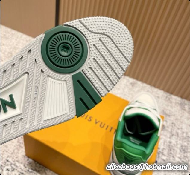 Grade Quality Louis Vuitton Louis Vuitton LV Trainer Sneakers in Leather LV073130 White/Green 2026 