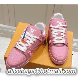 Pretty Style Louis Vuitton LV Trainer Sneakers in Mix of Materials LV073132 Pink 2026