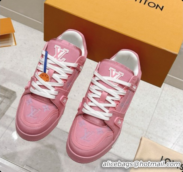 Pretty Style Louis Vuitton LV Trainer Sneakers in Mix of Materials LV073132 Pink 2026