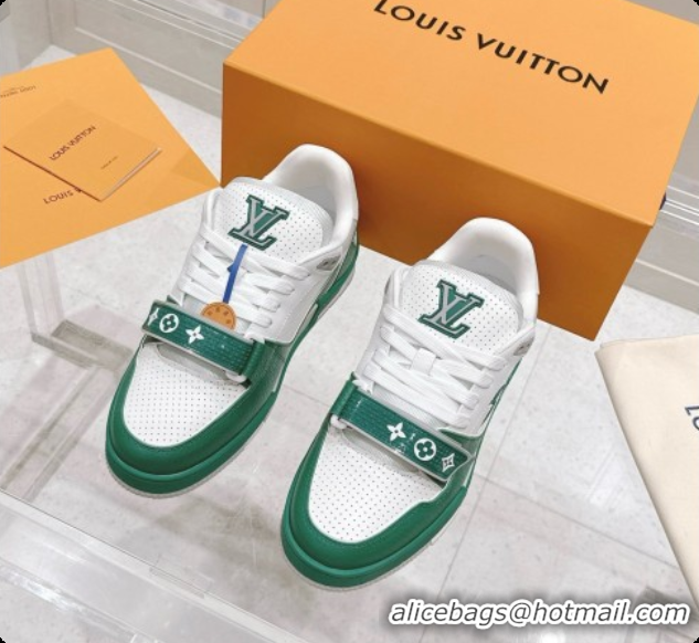 Low Cost Louis Vuitton Louis Vuitton LV Trainer Sneakers in Leather LV073133 White/Green 2026