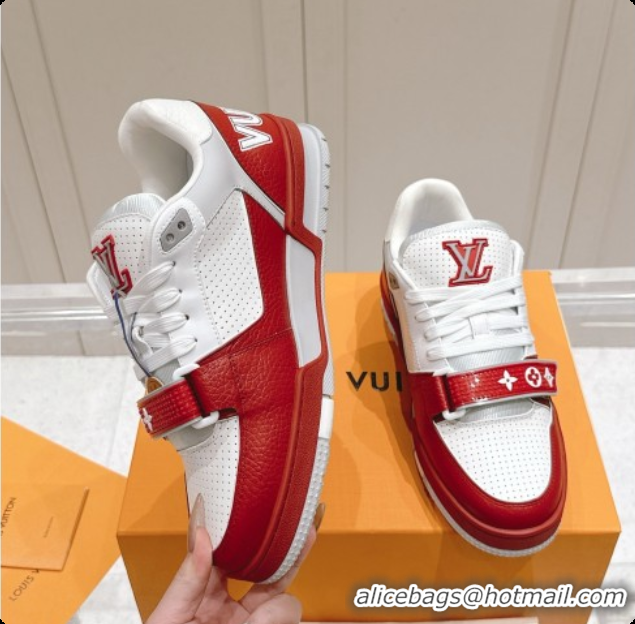 Most Popular Louis Vuitton Louis Vuitton LV Trainer Sneakers in Leather LV073134 White/Red 2026