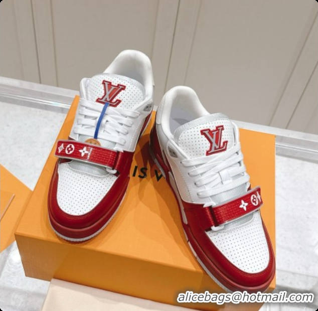 Most Popular Louis Vuitton Louis Vuitton LV Trainer Sneakers in Leather LV073134 White/Red 2026