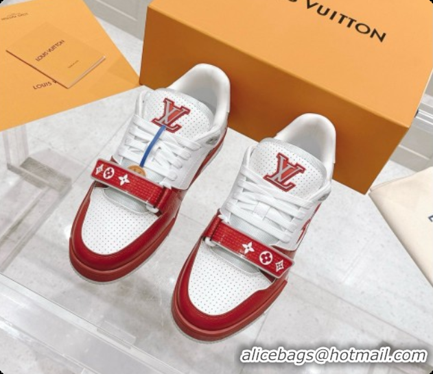 Most Popular Louis Vuitton Louis Vuitton LV Trainer Sneakers in Leather LV073134 White/Red 2026