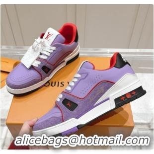 Luxurious Louis Vuitton LV Trainer Sneakers in Leather LV073135 Purple 2026