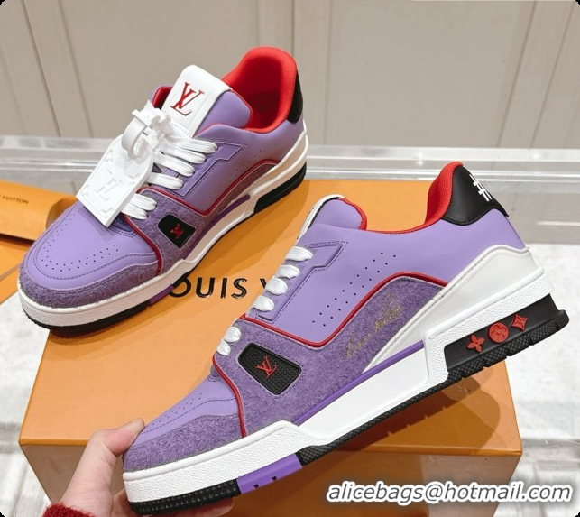 Luxurious Louis Vuitton LV Trainer Sneakers in Leather LV073135 Purple 2026