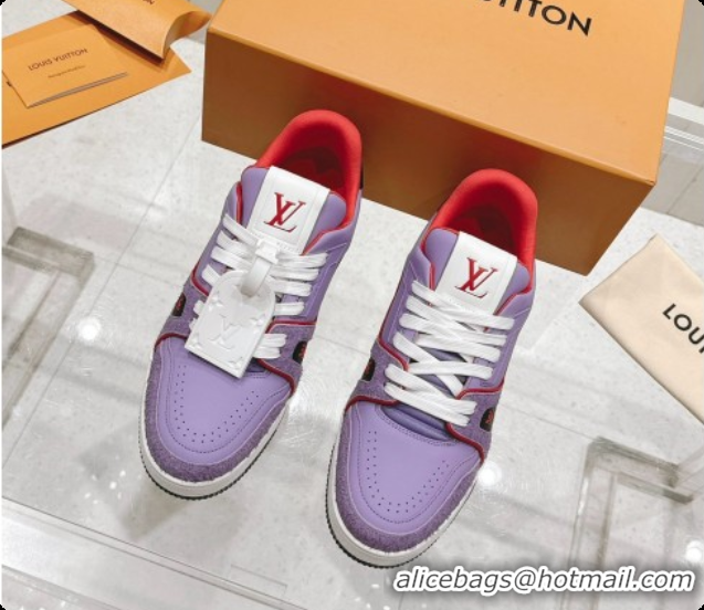 Luxurious Louis Vuitton LV Trainer Sneakers in Leather LV073135 Purple 2026