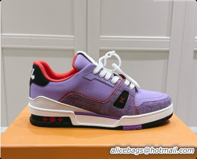 Luxurious Louis Vuitton LV Trainer Sneakers in Leather LV073135 Purple 2026
