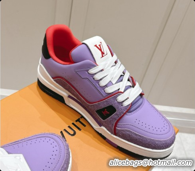 Luxurious Louis Vuitton LV Trainer Sneakers in Leather LV073135 Purple 2026