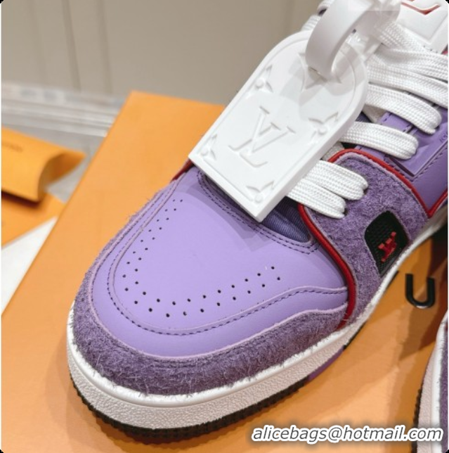 Luxurious Louis Vuitton LV Trainer Sneakers in Leather LV073135 Purple 2026