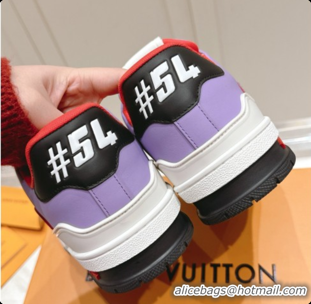 Luxurious Louis Vuitton LV Trainer Sneakers in Leather LV073135 Purple 2026