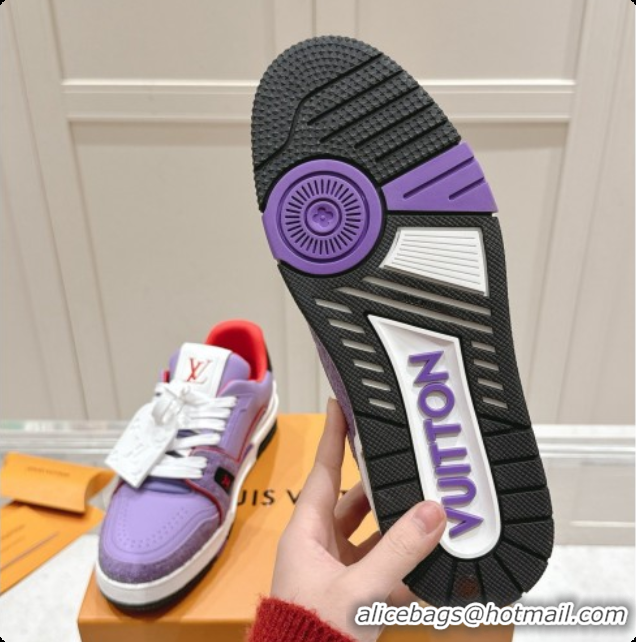 Luxurious Louis Vuitton LV Trainer Sneakers in Leather LV073135 Purple 2026