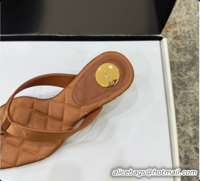 Charming Saint Laurent SIP Slides Sandal In Satin 4.5cm Heel Brown 6073145 2026