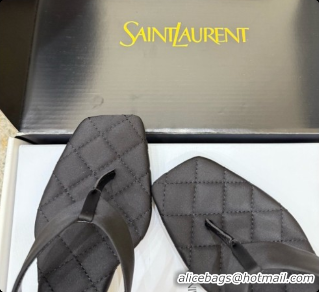 Pretty Style Saint Laurent SIP Slides Sandal In Satin 4.5cm Heel 6073145 Black 2026