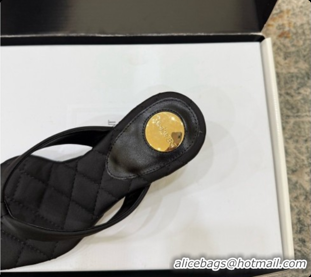 Pretty Style Saint Laurent SIP Slides Sandal In Satin 4.5cm Heel 6073145 Black 2026
