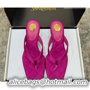 Good Quality Saint Laurent SIP Slides Sandal In Satin 4.5cm Heel 6073145 Rosy 2026