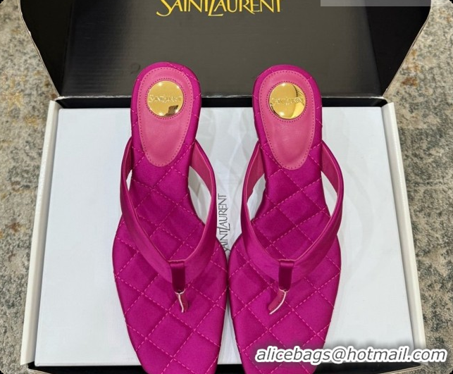 Good Quality Saint Laurent SIP Slides Sandal In Satin 4.5cm Heel 6073145 Rosy 2026