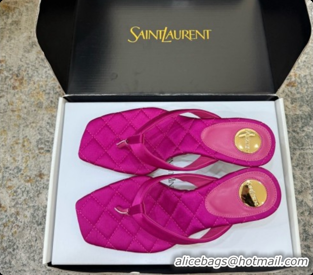 Good Quality Saint Laurent SIP Slides Sandal In Satin 4.5cm Heel 6073145 Rosy 2026