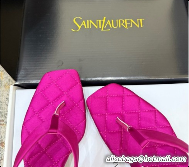 Good Quality Saint Laurent SIP Slides Sandal In Satin 4.5cm Heel 6073145 Rosy 2026