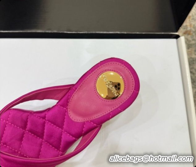 Good Quality Saint Laurent SIP Slides Sandal In Satin 4.5cm Heel 6073145 Rosy 2026